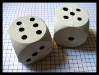 Dice : Dice - 6D - Very Large Foam Dice White with Black Painted on Pips